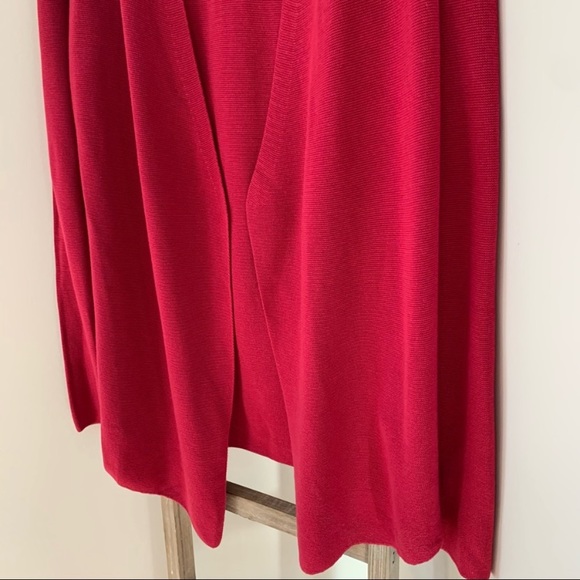 Eileen Fisher Tencel Silk Blend Angled Cardigan Radish Size Medium - Picture 6 of 15